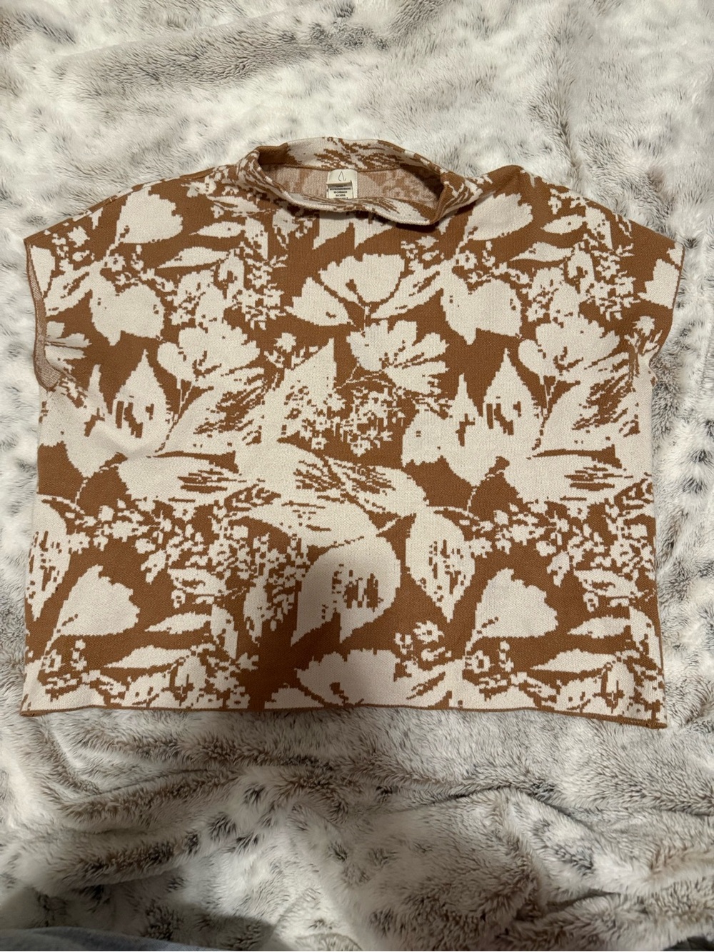 Joie Brown & Cream Floral Jacquard Crop Top